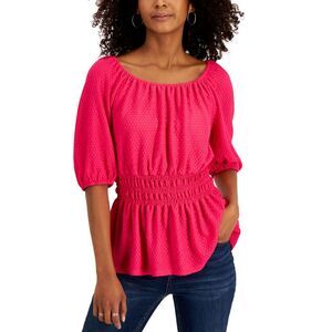 JPR Studio Smocked Waist Peasant Top